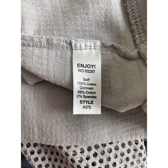 Michael Stars Women's‎ Gray Zip Up Hooded Sweater Mesh Eyelets Sleeve Pockets M - Picture 5 of 6